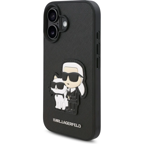 Karl Lagerfeld PU Saffiano Karl and Choupette kryt pre iPhone 16 Plus čierny - Puzdra - Obrázok b8638b2049ef4b69af70fa88e6e7adbf