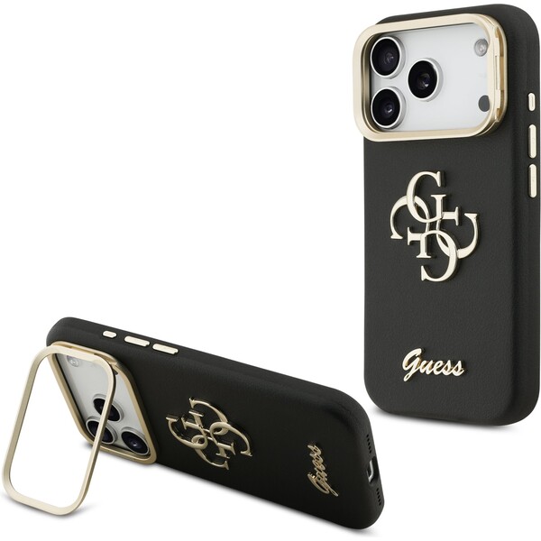 E-shop Guess PU Grained 4G Logo Stand Camera Frame kryt iPhone 17 Pro čierny