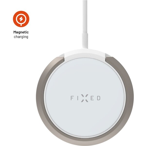 FIXED MagPad bezdrôtová MagSafe nabíjačka so stojanom (15W) biela