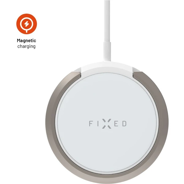 FIXED MagPad bezdrôtová MagSafe nabíjačka so stojanom (15W) biela - Nabíjačky - Hlavný obrázok