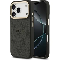 Guess PU Leather 4G Gold Frame MagSafe kryt iPhone 17 Pro čierny - Puzdra
