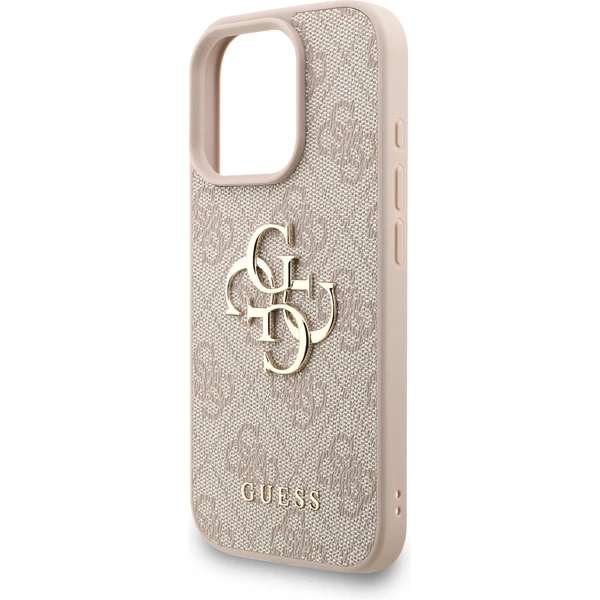 Guess PU 4G Metal Logo Strap kryt iPhone 16 Pre ružový - Puzdra - Obrázok b902df843250406eb8fef8c8fb9bff67