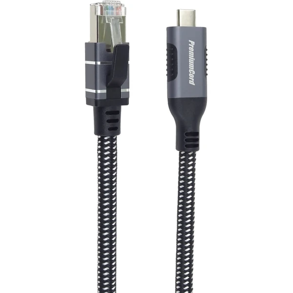 PremiumCord USB-C/RJ45 Cat6 sieťový kábel 3m čierny/biely - Káble a redukcie - Obrázok b90ed9d5348849cc82833cd7f38347e5