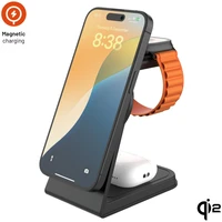 FIXED MagPowerstation Alu 2 nabíjací stojan s Qi2/MagSafe (15W) čierny - Nabíjačky