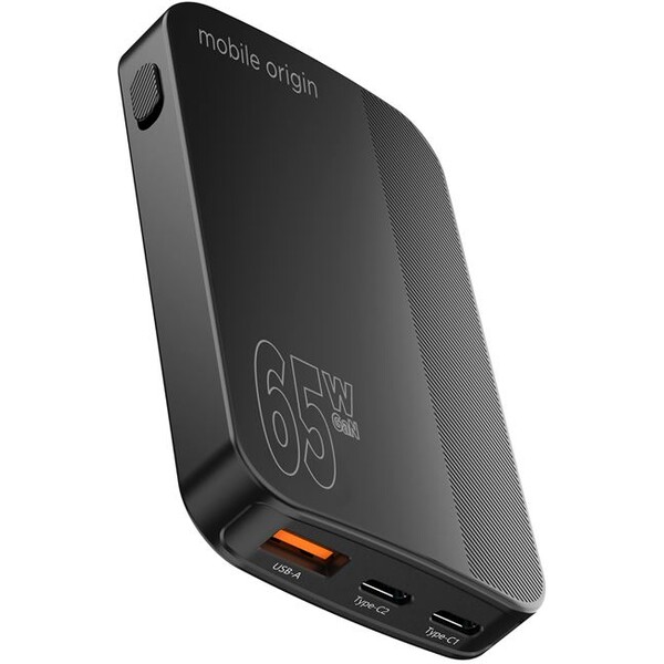 Mobile Origin 65W GaN III Slim Charger nabíjačka 2x USB-C, 1x USB-A čierna