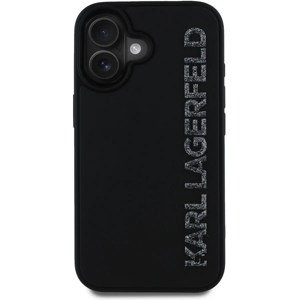 Karl Lagerfeld 3D Rubber Glitter Logo kryt iPhone 16 čierny - Puzdra - Obrázok b9b96a792a16401095ec48b36b8c9348