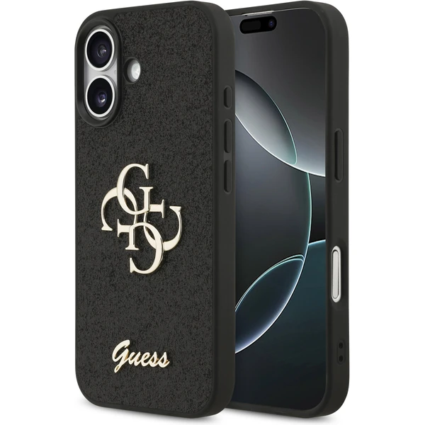 Guess PU Fixed Glitter 4G Metal Logo kryt iPhone 17 čierny - Puzdra - Hlavný obrázok