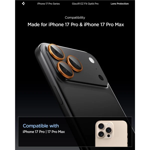 Spigen Glass TR EZ Fit Optik Pro skla iPhone 17-14 Pro/17-14 Pro Max orange (2 ks) - Ochranné fólie a sklo - Obrázok b9c8a766ace64089a080791b313b97ec