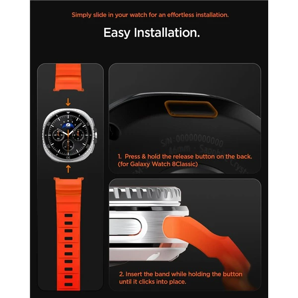 Spigen Silicone Band remienok Samsung Galaxy Watch8/Classic 46mm/44mm/40mm oranžový - Remienky - Obrázok b9ed40becc1b496eb9175bd627ac09ba