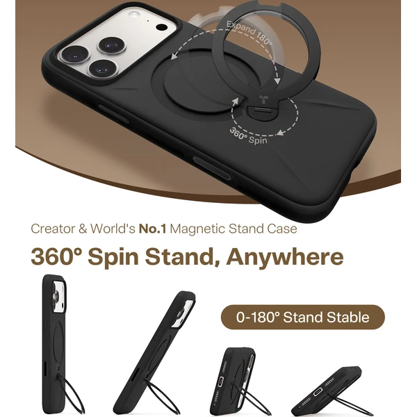 Torras Ostand Q3 Silikónový MagSafe kryt iPhone 17 Pro obsidiánová čierna - Puzdra - Obrázok ba036d34beb8459ca872618725023290