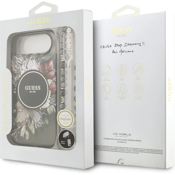 Guess IML Flowers Strap MagSafe kryt iPhone Air čierny - Puzdra - Obrázok ba15d9a8d3ae48f9b22b285dbfd9f589