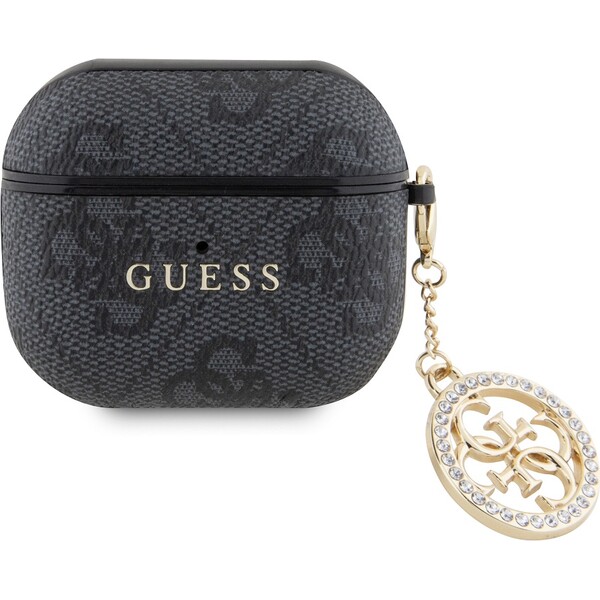 Guess 4G Script PC/PU Charm puzdro pre AirPods 3 čierne