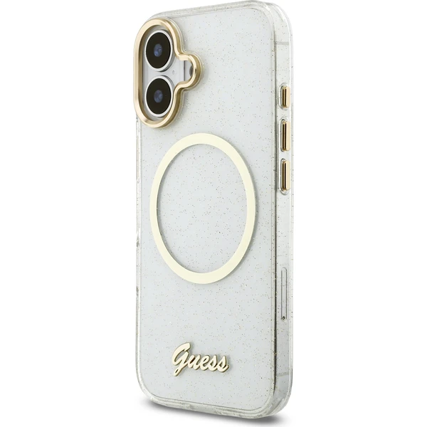 Guess IML Glitter Script Strap MagSafe kryt iPhone 17 číry - Puzdra - Obrázok ba62b211873146f39920d2bebda5762c