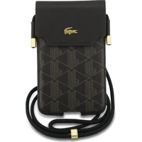 Lacoste PVC Blend Monogram Metal Logo kapsa na telefón XL hnedá - Puzdra