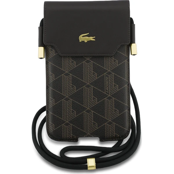 E-shop Lacoste PVC Blend Monogram Metal Logo kapsa na telefón XL hnedá