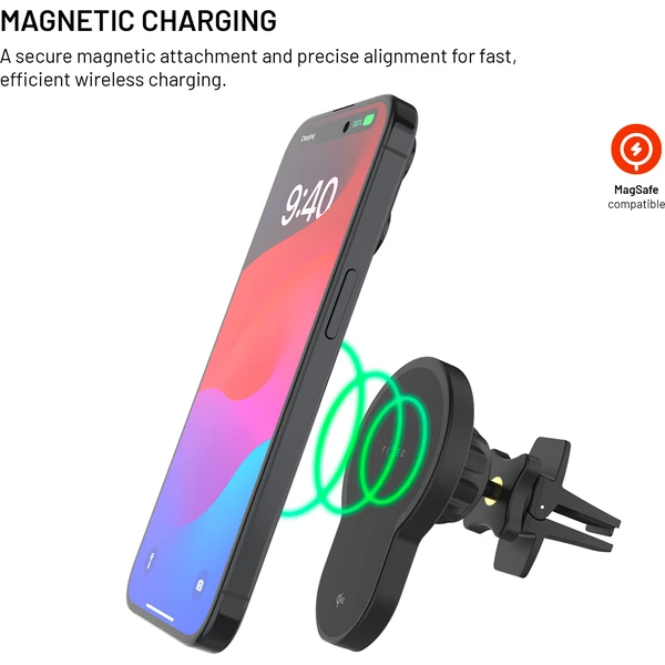 FIXED MagClick 2 držiak s bezdrôtovým nabíjaním s podporou MagSafe, 15W, Qi2 čierny - Držiaky - Obrázok babea42096ce4c998bf670cf08cd04b2