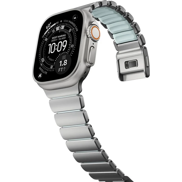 Náramok Nomad Stratos Band FKM Apple Watch 45/46/49mm Natural Titanium/Icy Blue - Remienky - Obrázok bb0fe31b0fde4f16ba420087dacd4e50