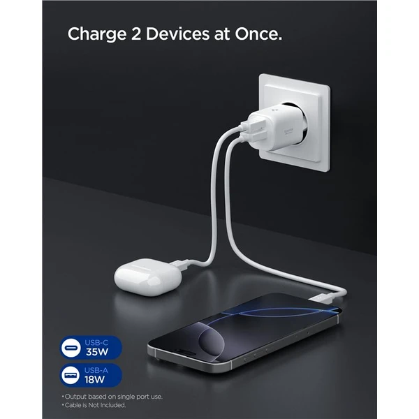 Spigen Essential EE352EU (35W) USB-C/USB-A nabíjačka biela - Nabíjačky - Obrázok bb17c446ea7d4d31b170f5b6be662fd4