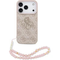 Guess PU 4G Metal Logo Strap kryt iPhone 17 Pro ružový - Puzdra