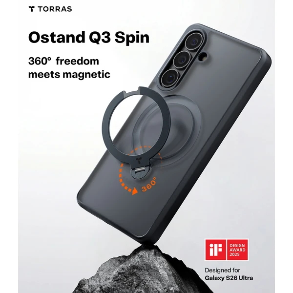 Torras Ostand Q3 Spin MagSafe kryt Samsung Galaxy S26 obsidian black - Puzdra - Obrázok bb4f6c34029c428fac585d1ecce4d244