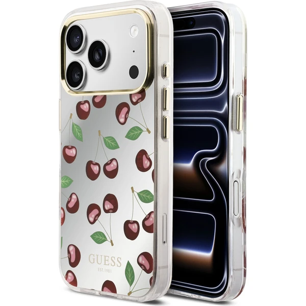 Guess PC/TPU zrkadlový trblietavý kryt Cherry MagSafe na iPhone 17 Pro - Puzdra - Hlavný obrázok