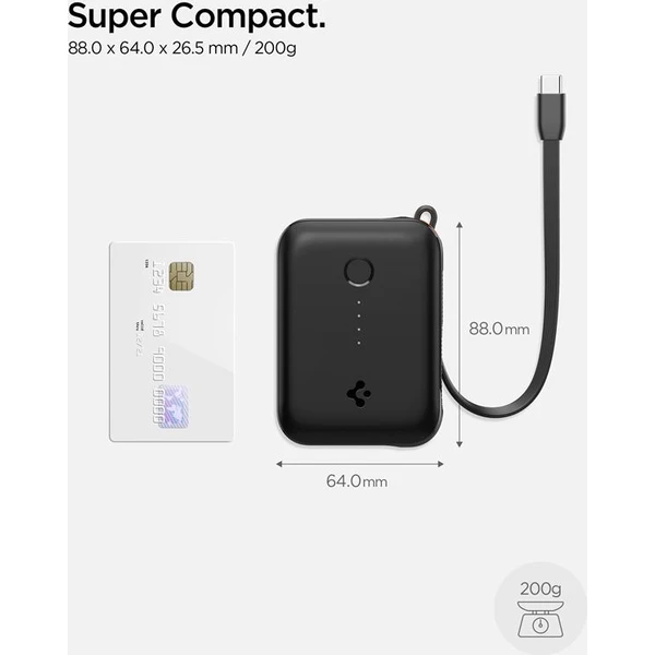 Spigen Essential powerbanka s káblom 10000 mAh (30W) čierna (EA3010BT) - Powerbanky - Obrázok bba7995fedd844648e7abf608f7d03c4