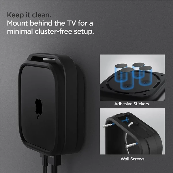 Spigen Silicone Fit Mount silikónový držiak pre Apple TV 4K 3th Gen (2022) čierny - Držiaky - Obrázok bbc2c79a674547cb864b329407a53c74
