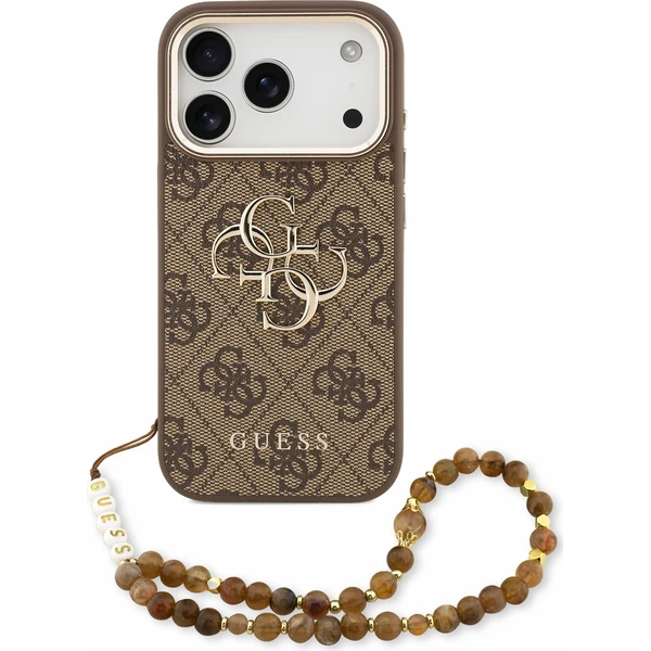 Guess PU 4G Metal Logo Strap Zadný kryt pre iPhone 18 Pro Brown - Puzdra - Hlavný obrázok