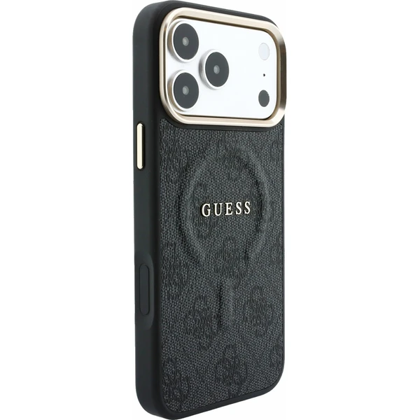 Guess PU Leather 4G Gold Frame Embossed MagSafe Zadný kryt pre iPhone 18 Pro Black - Puzdra - Obrázok bbe9b17071944ec4bfea6cea49b04df2