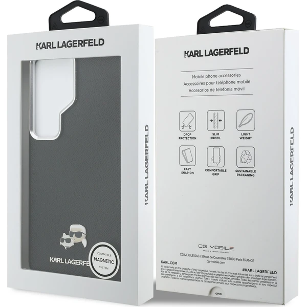 Karl Lagerfeld zrnkovaná PU koža K&CH Heads magnetický kryt Samsung Galaxy S26 Ultra čierny - Puzdra - Obrázok bbfd3b8e12df460b8bcdefb3f611ec2b