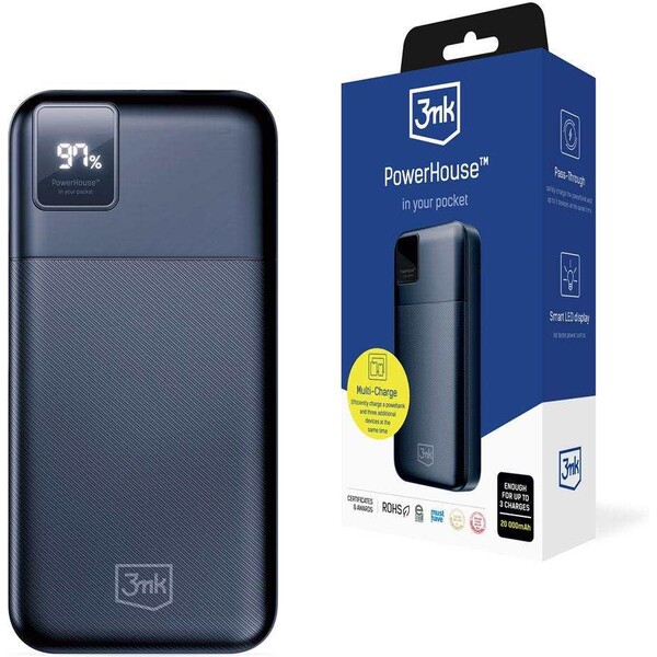 3mk PowerHouse powerbanka 20000 mAh čierna