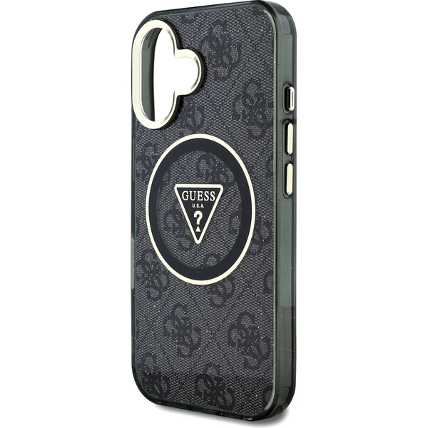 Guess IML 4G Glitter a Triangle Logo MagSafe kryt iPhone 16 čierny - Puzdra - Obrázok bc24f7decd00449dab5034d1619af337