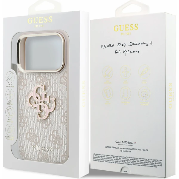 Guess PU 4G Resin Metal Logo Zadný Kryt pre iPhone 18 Pro Pink - Puzdra - Obrázok bc5cd3f4a396488e8497cd19d702edfd