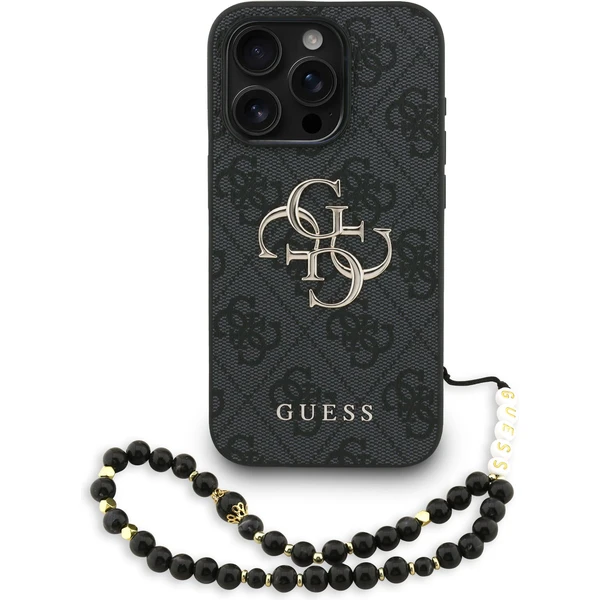 Guess PU 4G Metal Logo Strap kryt iPhone 15 Pro Max čierny - Puzdra - Hlavný obrázok