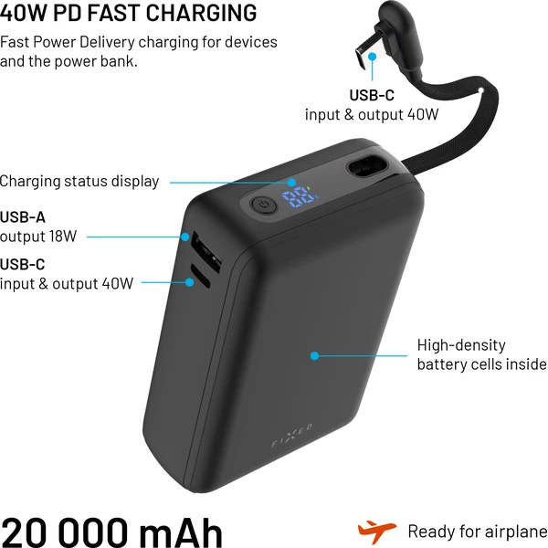 FIXED Zen 20 Loop powerbanka s LCD displejem, 40W, 20 000 mAh černá - Powerbanky - Obrázok bc8d3e0812cb4630bf92a129ff2f19e3