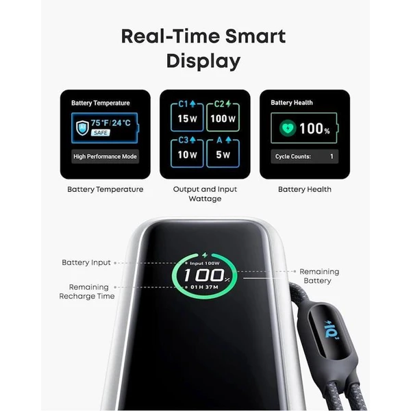 Anker Zolo powerbanka (25000mAh) 165W, s káblom USB-C strieborná - Powerbanky - Obrázok bc90345cf1154468b013f573912e1bdb