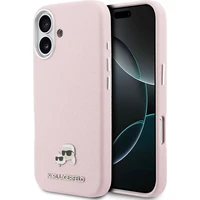 Karl Lagerfeld PU Karl and Choupette Heads Pins MagSafe kryt iPhone 17 ružový - Puzdra