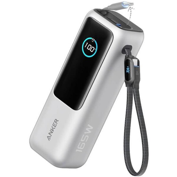 Anker powerbanka Zolo 25000mAh, 165W s káblom USB-C strieborná