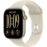 Apple Watch Series 12 Cellular (46mm) Světle zlatý hliník s pískovým sportovním řemínkem S/M - Inteligentné hodinky