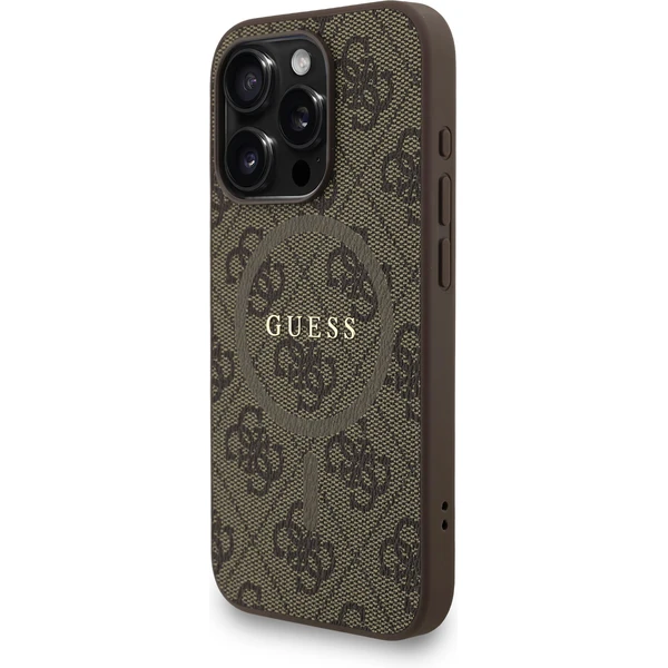 Guess PU Leather 4G Colored Ring Strap MagSafe kryt iPhone 15 Pre hnedý - Puzdra - Obrázok bcfa10b4a6444da088e0960de84f65b6