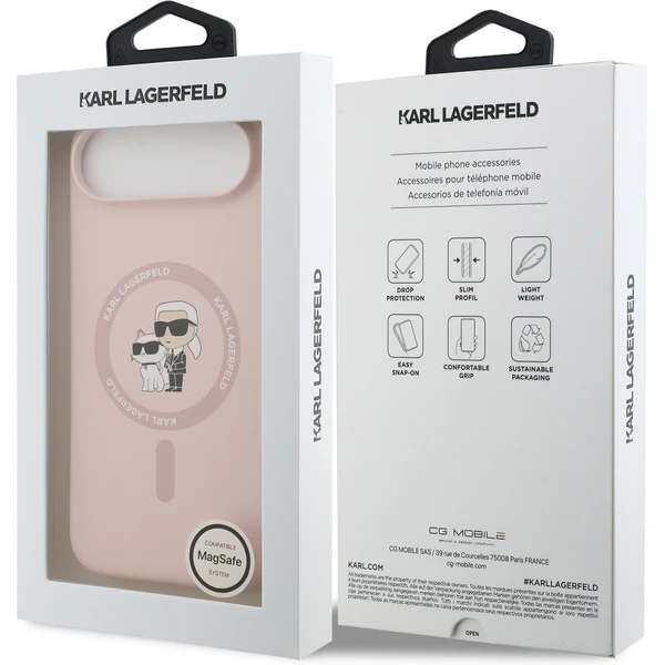 Karl Lagerfeld Liquid Silicone Karl a Choupette MagSafe kryt iPhone Air ružový - Puzdra - Obrázok bd0e685c2c114d8098061db934b20467