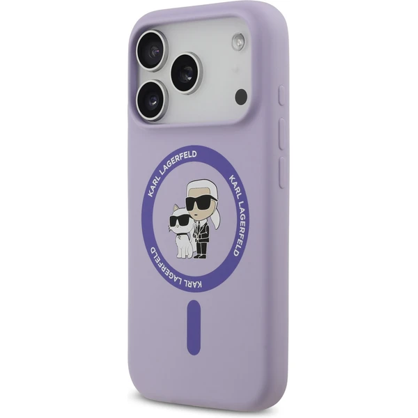 Karl Lagerfeld Liquid Silicone Karl a Choupette MagSafe kryt iPhone 17 Pro fialový - Puzdra - Obrázok bd2e134300cd4518a185bc7cb2028a19
