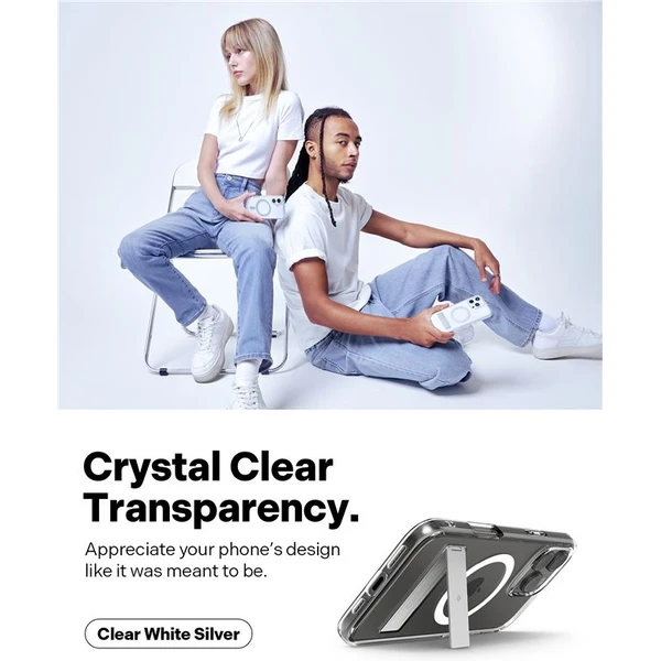 Spigen Caseology Capella MagSafe Kickstand kryt iPhone 16 Pro Max clear white silver - Puzdra - Obrázok bd378088fa22420a92bbef41af741a0f