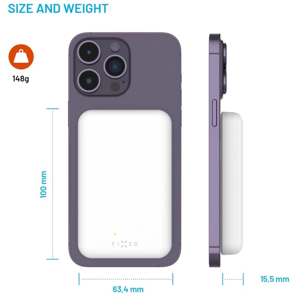 FIXED MagZen powerbanka s bezdrôtovým nabíjaním a Magsafe, 6000 mAh, biela - Powerbanky - Obrázok bd3fd905bb90402c96e0eb25944db83b