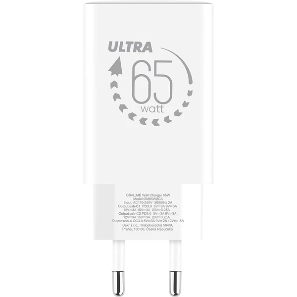 OBAL:ME GaN 65W nabíjačka USB-A/2x USB-C biela - Nabíjačky - Obrázok bd539615796c4958b8a5402a568ab7c1