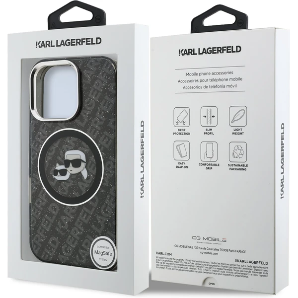 Karl Lagerfeld IML K&CH Heads Repeated Logo MagSafe kryt iPhone 16 Pre čierny - Puzdra - Obrázok bd5b692a6b84494086ad6e990bbe0eae