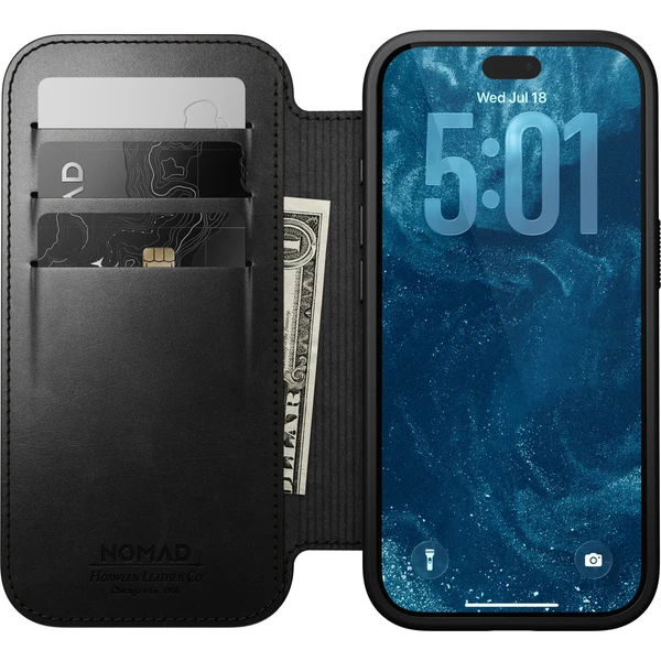 Nomad Modern Leather Folio (Horween) MagSafe kožené puzdro iPhone 17 Pro/18 Pro Black - Puzdra - Obrázok bdb178f1073b490b993b89a6841cfbaa