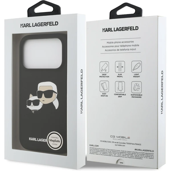 Karl Lagerfeld Liquid Silicone Double Heads MagSafe kryt iPhone 17 Pro čierny - Puzdra - Obrázok bdea2cb145b74887b6aa9dd6b7d98eaa