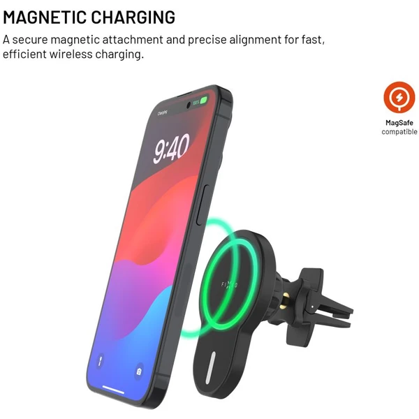 FIXED MagClick držiak s bezdrôtovým nabíjaním, MagSafe, 15W, čierny - Držiaky - Obrázok be4907063e8a4c808a80a3d7b853b37f