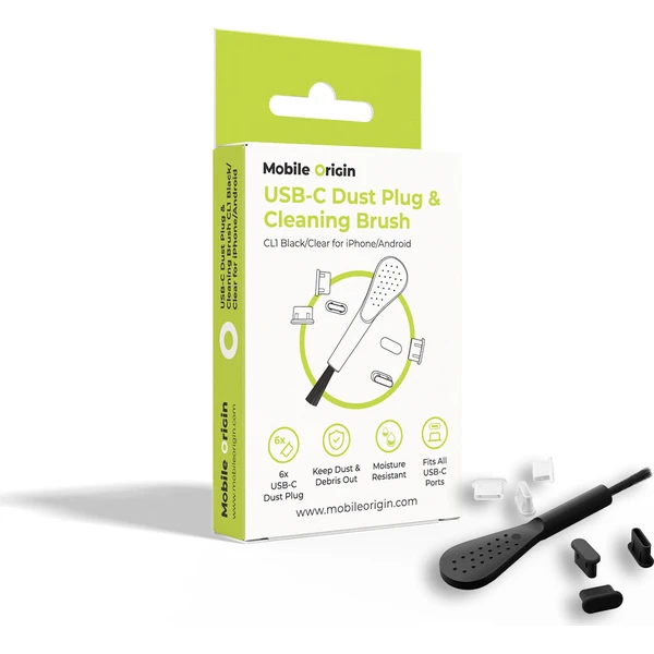 Mobile Origin USB-C Dust Plug & Cleaning Brush sada ochranných kryt a štetca čierna/priehľadná - Čistiace súpravy - Hlavný obrázok
